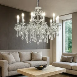 Lampadari Moderni-Ideal Lux Gioconda sp12 lampadario 12 bracci argento pendenti goccia