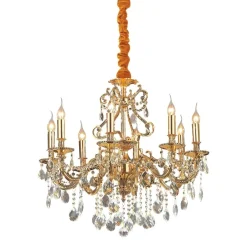 Lampadari Moderni-Ideal Lux Gioconda sp8 lampadario di cristallo per salone 8 luci goccia oro