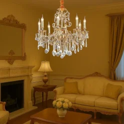 Lampadari Moderni-Ideal Lux Gioconda sp8 lampadario di cristallo per salone 8 luci goccia oro