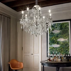 Lampadari Moderni-Ideal Lux Gioconda sp6 lampadario di cristallo goccia argento 6 luci