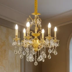 Lampadari Moderni-Ideal Lux Gioconda sp6 lampadario di cristallo oro goccia 6 luci