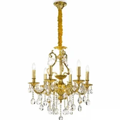 Lampadari Moderni-Ideal Lux Gioconda sp6 lampadario di cristallo oro goccia 6 luci