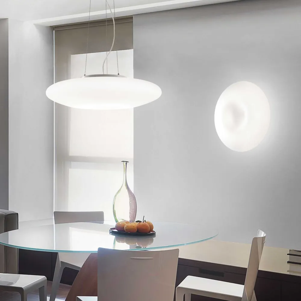 Plafoniere Moderne-Ideal Lux Glory pl5 d60 plafoniera in vetro 60cm nickel satinato 5 luci per cucina