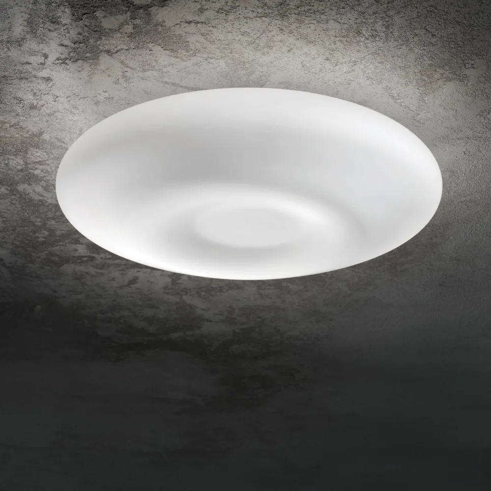 Plafoniere Moderne-Ideal Lux Glory pl3 d50 plafoniera in vetro nickel satinato 3 luci per cucina