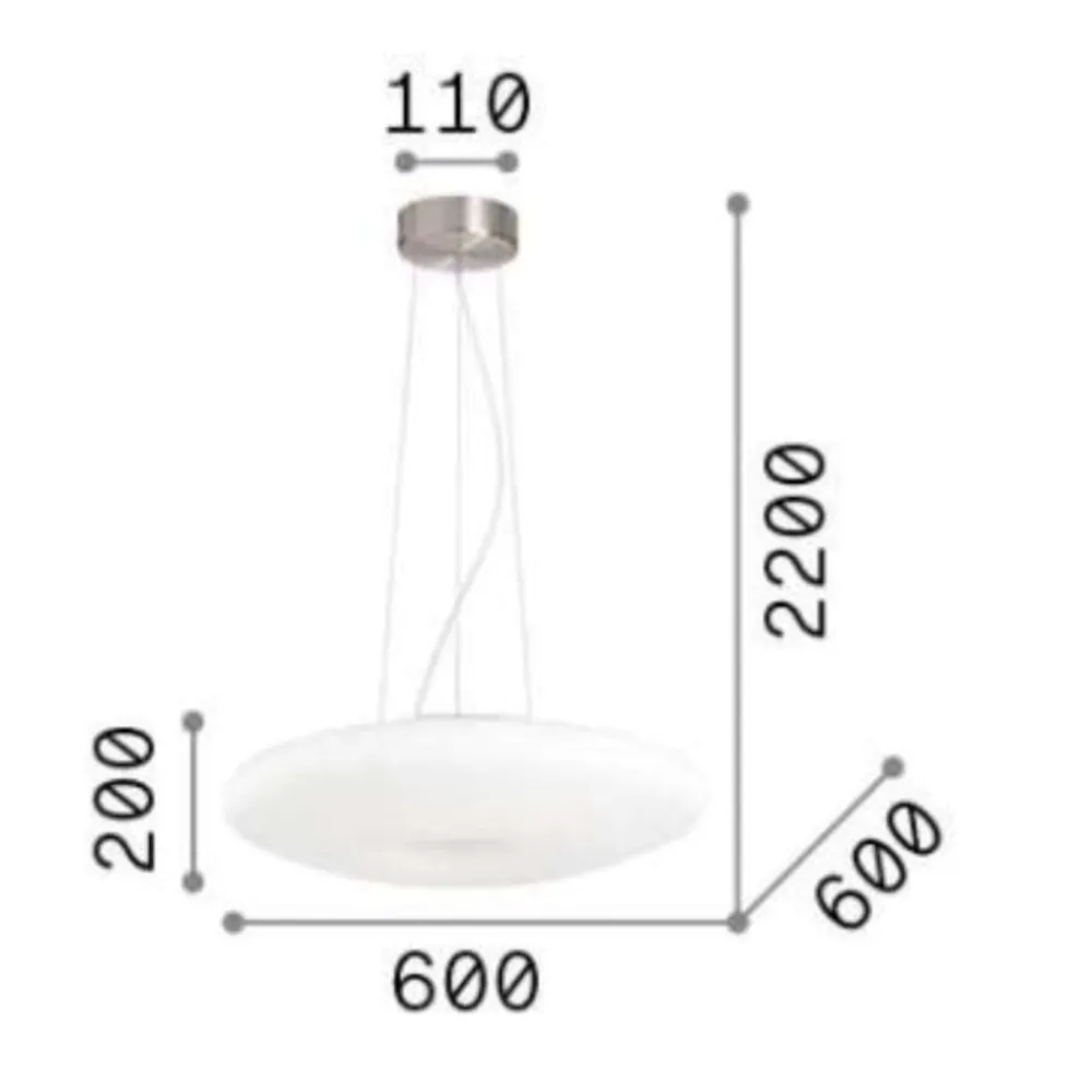 Lampadari Moderni-Ideal Lux Glory sp5 d60 lampadario moderno per soggiorno vetro bianco 60cm