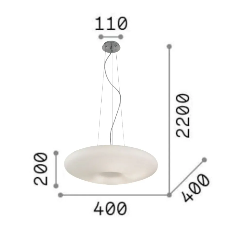 Lampadari Cucina-Ideal Lux Glory sp3 d40 lampadario per tavolo da pranzo bianco 40cm