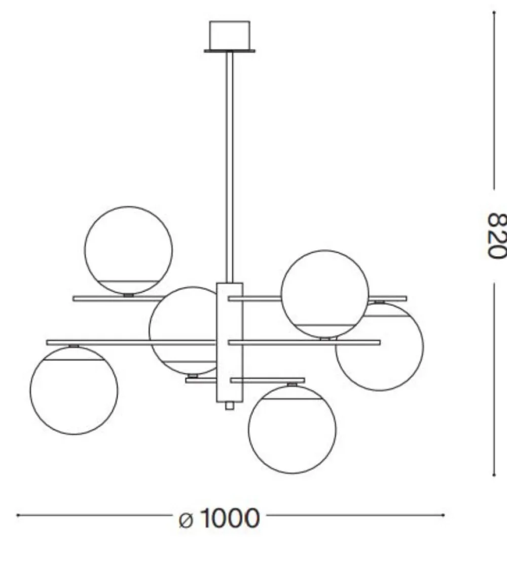 Lampadari Moderni-Ideal Lux Gourmet pl6 lampadario nero e ottone sei luci vetro bianco