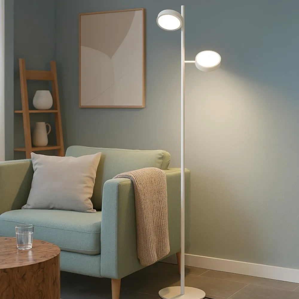 Lampade Da Terra-Gea Luce Gpib lampada da terra led 3000k doppio diffusore orientabile bianca