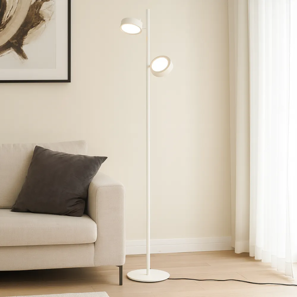Lampade Da Terra-Gea Luce Gpib lampada da terra led 3000k doppio diffusore orientabile bianca
