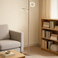 Lampade Da Terra-Gea Luce Gpi piantana da terra led doppio 3000k orientabile tortora