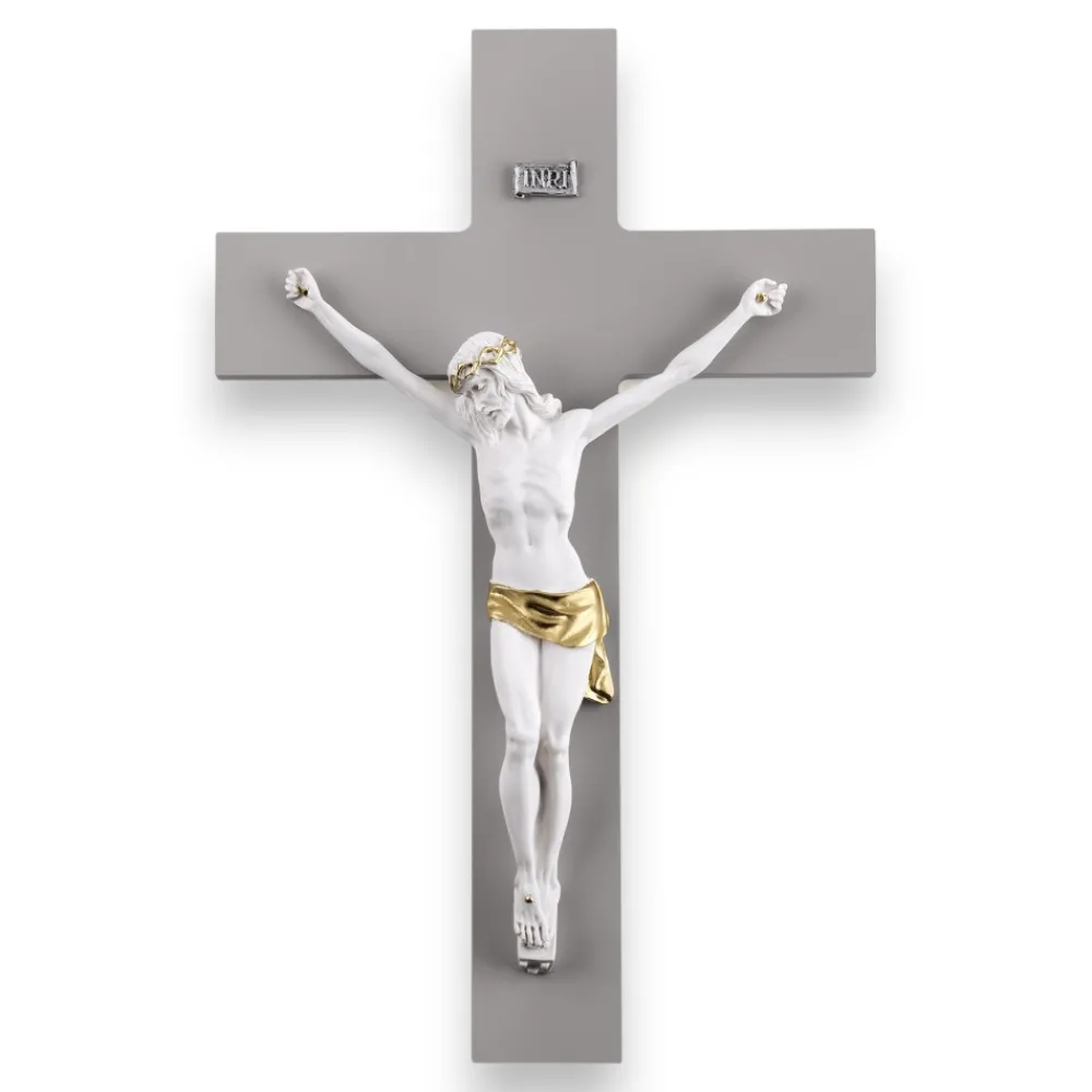 Crocifissi Da Parete-Selezionato da Mazzolaluce Grande crocifisso da parete 48x30 antracite made in italy