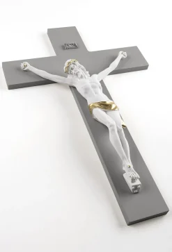 Crocifissi Da Parete-Selezionato da Mazzolaluce Grande crocifisso da parete 48x30 antracite made in italy