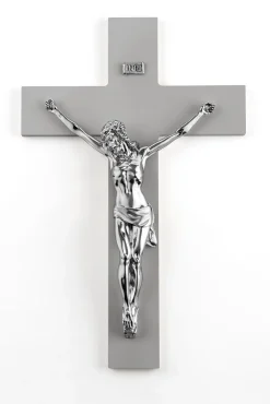 Crocifissi Da Parete-Selezionato da Mazzolaluce Grande crocifisso da parete 48x30 antracite argento