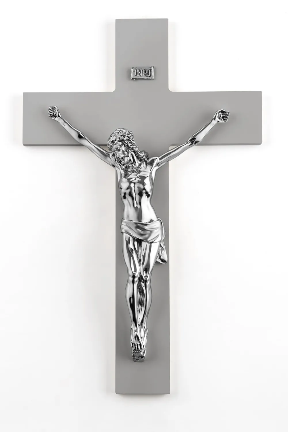 Crocifissi Da Parete-Selezionato da Mazzolaluce Grande crocifisso da parete 48x30 antracite argento