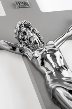 Crocifissi Da Parete-Selezionato da Mazzolaluce Grande crocifisso da parete 48x30 antracite argento