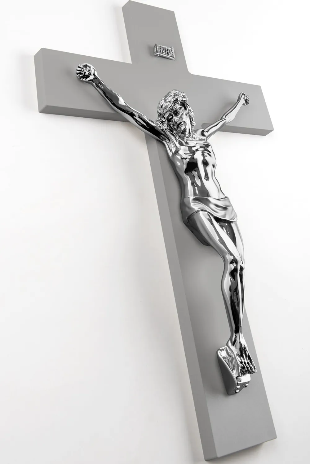 Crocifissi Da Parete-Selezionato da Mazzolaluce Grande crocifisso da parete 48x30 antracite argento