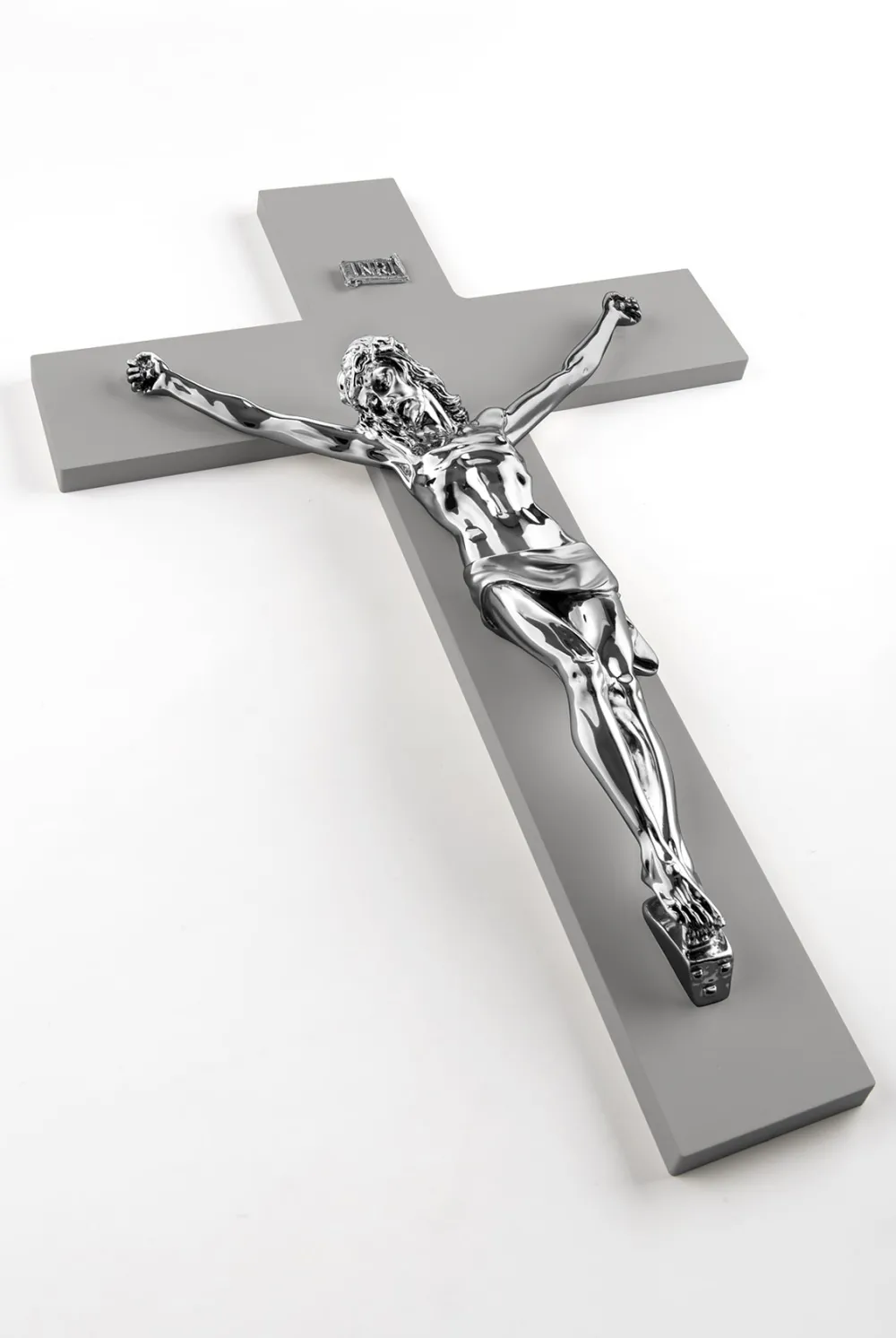 Crocifissi Da Parete-Selezionato da Mazzolaluce Grande crocifisso da parete 48x30 antracite argento