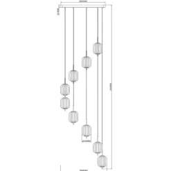 Lampadari Moderni-Selezionato da Mazzolaluce Grande lampadario a cascata per salotto moderno 9 sospensioni led cct con telecomando oro