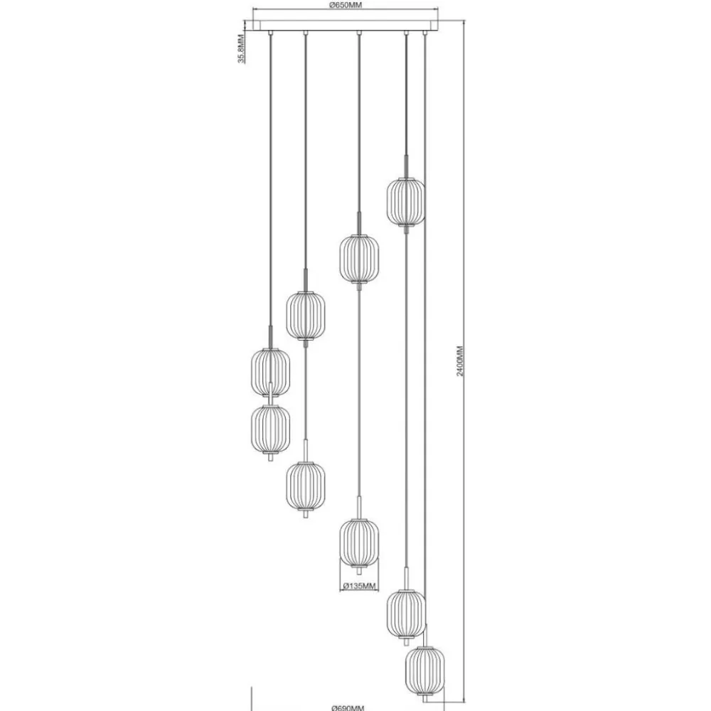 Lampadari Moderni-Selezionato da Mazzolaluce Grande lampadario a cascata per salotto moderno 9 sospensioni led cct con telecomando oro