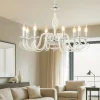 Lampadari Moderni-Ondaluce Grande lampadario classico per salotto vetro bianco 8 luci e14