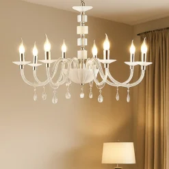 Lampadari Moderni-Ondaluce Grande lampadario classico vetro bianco lp livia 8 bracci e14