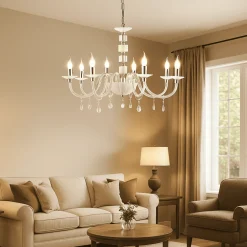 Lampadari Moderni-Ondaluce Grande lampadario classico vetro bianco lp livia 8 bracci e14