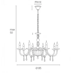 Lampadari Moderni-Ondaluce Grande lampadario classico vetro bianco lp livia 8 bracci e14