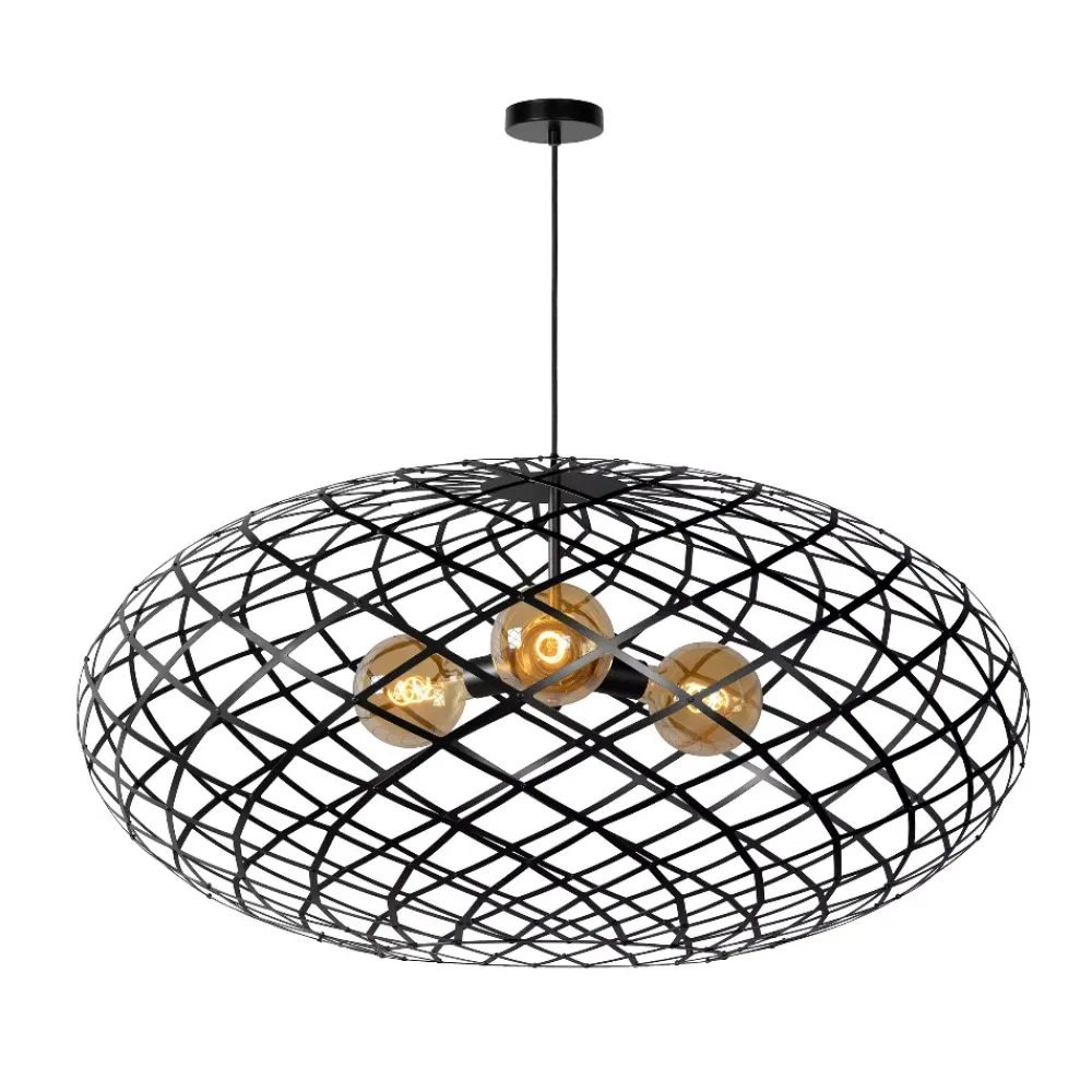 Lampadari Moderni-Selezionato da Mazzolaluce Grande lampadario 100cm canestro di metallo nero per soggiorno