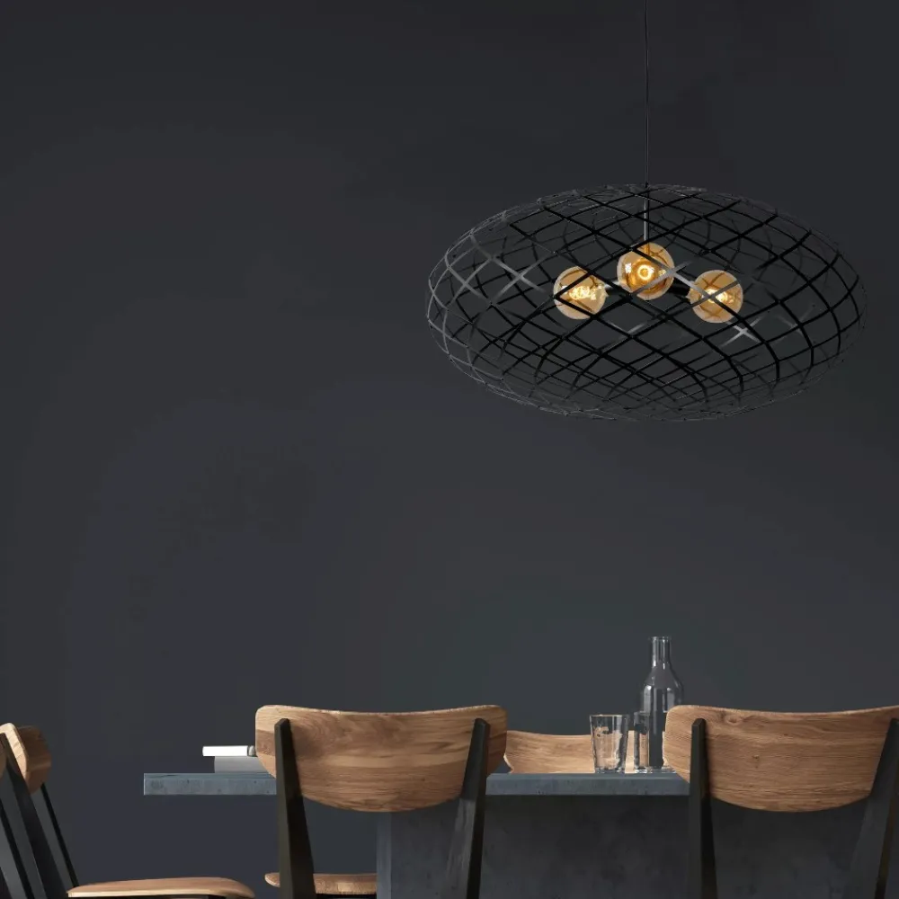 Lampadari Moderni-Selezionato da Mazzolaluce Grande lampadario 100cm canestro di metallo nero per soggiorno