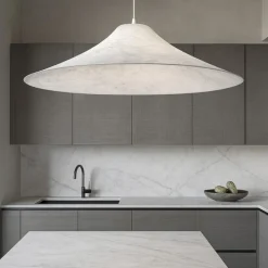 Lampadari Cucina-Selezionato da Mazzolaluce Grande lampadario cupola di seta bianco 90cm per cucina moderna