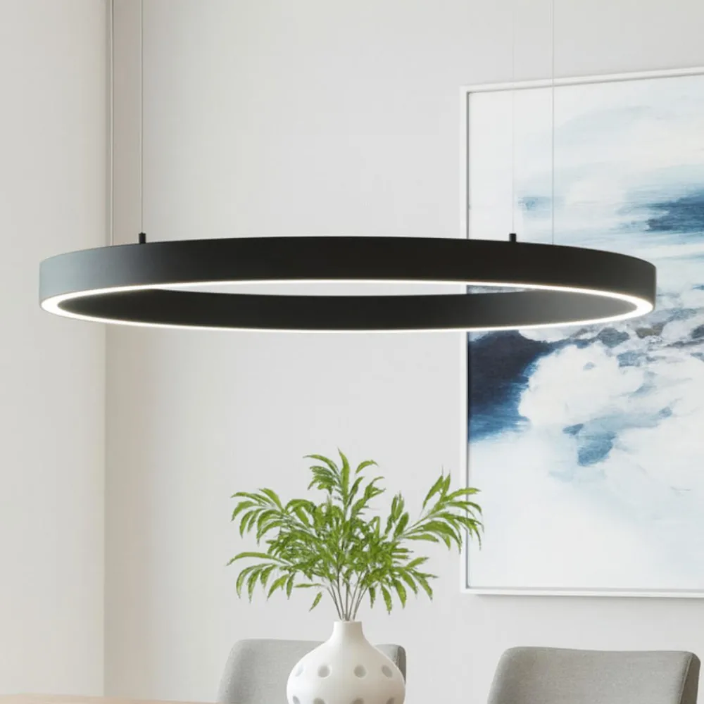 Lampadari Moderni-Selezionato da Mazzolaluce Grande lampadario led 3000k anello 100 cm nero dimmerabile