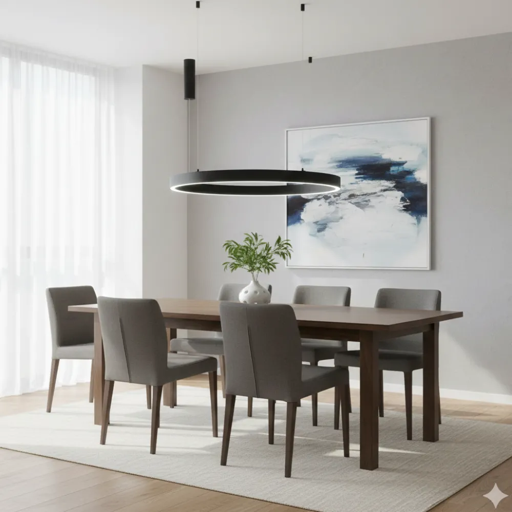 Lampadari Moderni-Selezionato da Mazzolaluce Grande lampadario led 3000k anello 100 cm nero dimmerabile