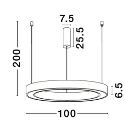 Lampadari Moderni-Selezionato da Mazzolaluce Grande lampadario led 3000k anello 100 cm nero dimmerabile
