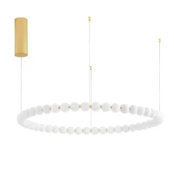 Lampadari Moderni-Selezionato da Mazzolaluce Grande lampadario moderno anello sfere vetro bianco oro led 3000k