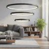 Lampadari Moderni-Selezionato da Mazzolaluce Grande lampadario moderno led 3 anelli led 3000k nero opaco