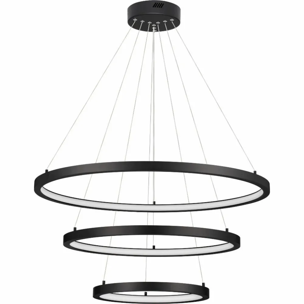 Lampadari Moderni-Selezionato da Mazzolaluce Grande lampadario moderno led 3 anelli led 3000k nero opaco