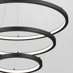 Lampadari Moderni-Selezionato da Mazzolaluce Grande lampadario moderno led 3 anelli led 3000k nero opaco
