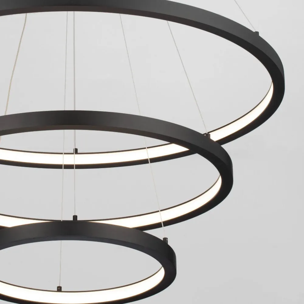 Lampadari Moderni-Selezionato da Mazzolaluce Grande lampadario moderno led 3 anelli led 3000k nero opaco