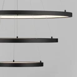 Lampadari Moderni-Selezionato da Mazzolaluce Grande lampadario moderno led 3 anelli led 3000k nero opaco