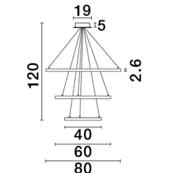 Lampadari Moderni-Selezionato da Mazzolaluce Grande lampadario moderno led 3 anelli led 3000k nero opaco