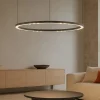 Lampadari Moderni-Selezionato da Mazzolaluce Grande lampadario moderno nero anello led 3000k 80cm per soggiorno