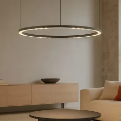 Lampadari Moderni-Selezionato da Mazzolaluce Grande lampadario moderno nero anello led 3000k 80cm per soggiorno