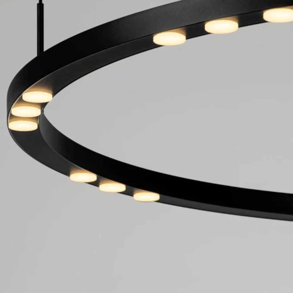 Lampadari Moderni-Selezionato da Mazzolaluce Grande lampadario moderno nero anello led 3000k 80cm per soggiorno