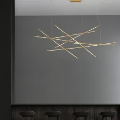 Lampadari Moderni-Selezionato da Mazzolaluce Grande lampadario moderno ottone led 109w 3000k dimmerabile