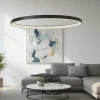 Lampadari Moderni-Selezionato da Mazzolaluce Grande lampadario nero ad anello con cristalli led 3000k 100cm