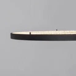 Lampadari Moderni-Selezionato da Mazzolaluce Grande lampadario nero ad anello con cristalli led 3000k 100cm