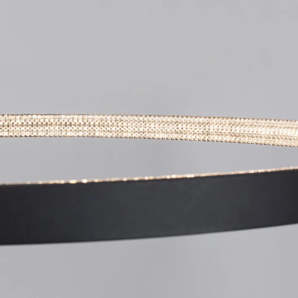 Lampadari Moderni-Selezionato da Mazzolaluce Grande lampadario nero ad anello con cristalli led 3000k 100cm