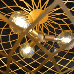 Lampadari Moderni-Selezionato da Mazzolaluce Grande lampadario per salone intreccio gabbia metallo oro 100 cm
