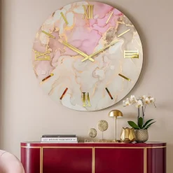 Orologi Da Parete Moderni-Selezionato da Mazzolaluce Grande orologio 100cm da parete effetto marmo rosa oro design