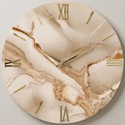 Orologi Da Parete Moderni-Selezionato da Mazzolaluce Grande orologio 80cm effetto marmo rotondo numeri romani dettagli foglia oro